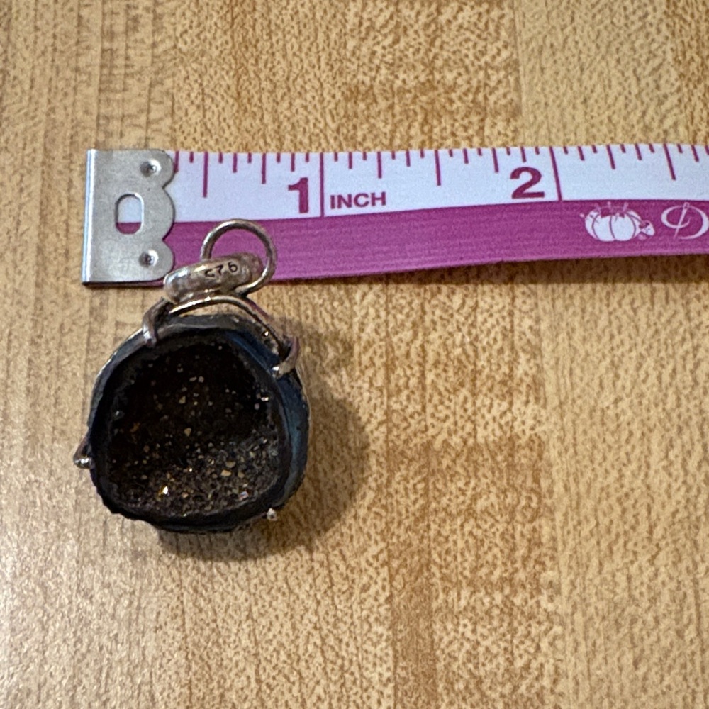 Blue and Silver Druzy Stone Pendant - Picture 3 of 3